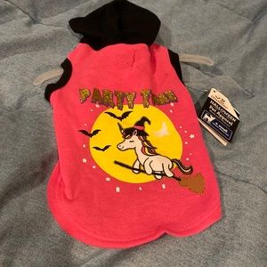 New NWT hoodie t shirt pets XS party Time witch unicorn